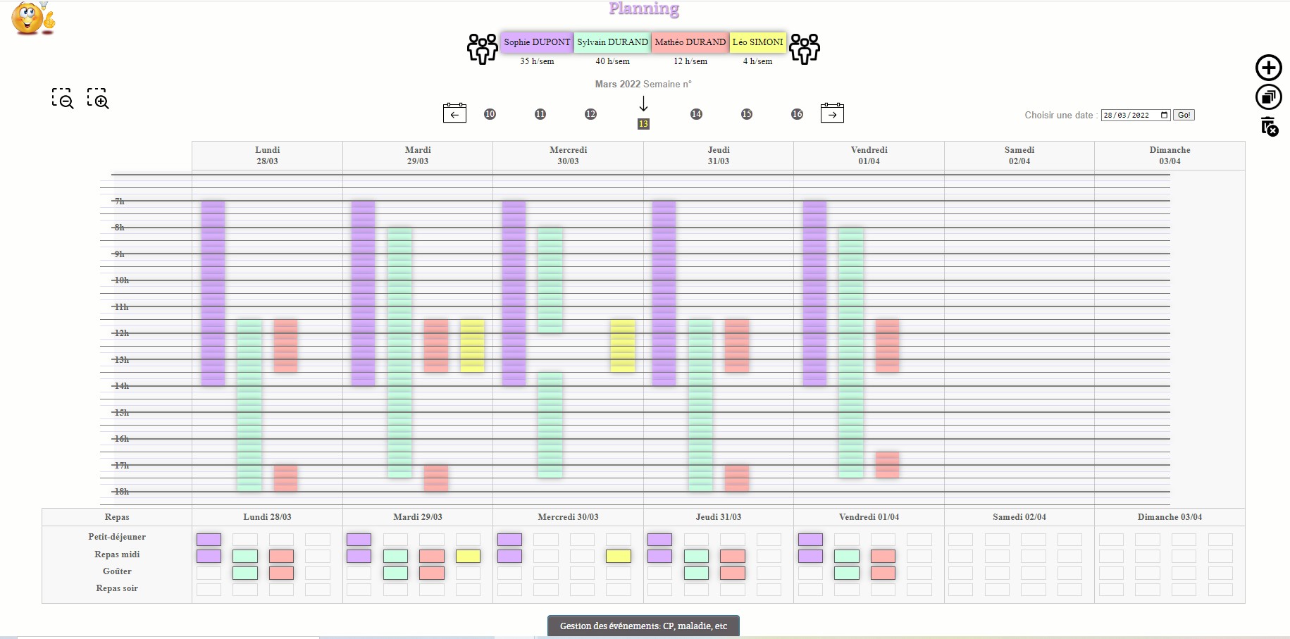 planning congés nounou